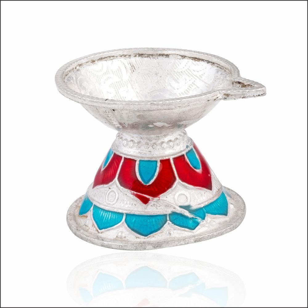 Aisshpra 92.5 Purity Silver Meena Diwali Diya Auspicious Pooja Articles