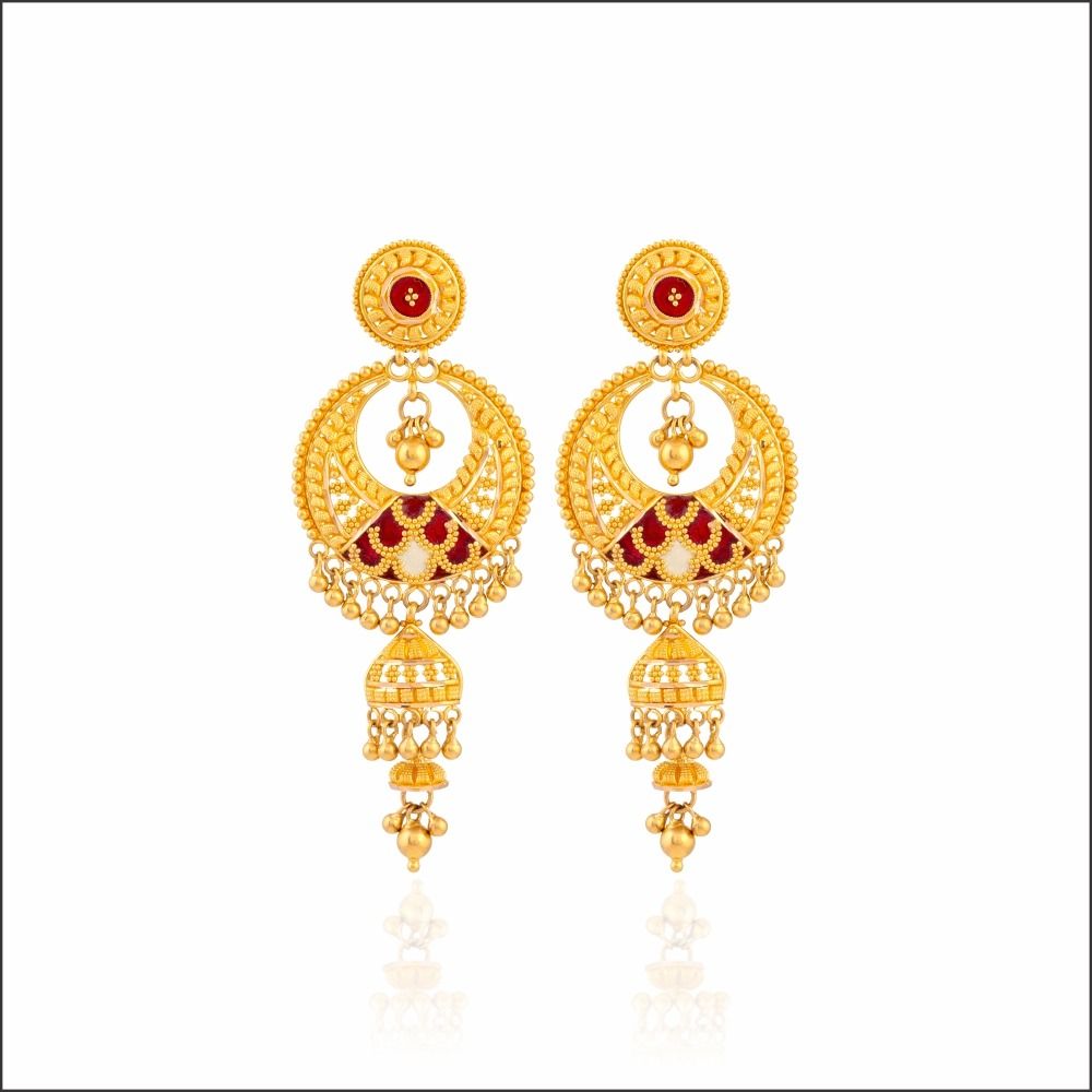 Aisshpra Meena Design Gold Earrings in 22 Kt Stylish Traditional Wear Jewellery for Women