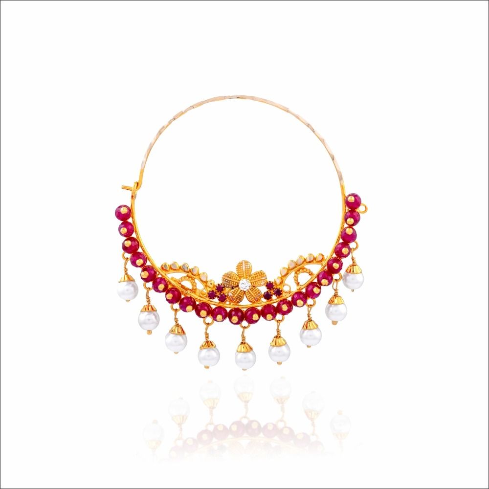 Aisshpra Signity Gold Nath in 18 Kt Traditional Wear Jewellery for Women