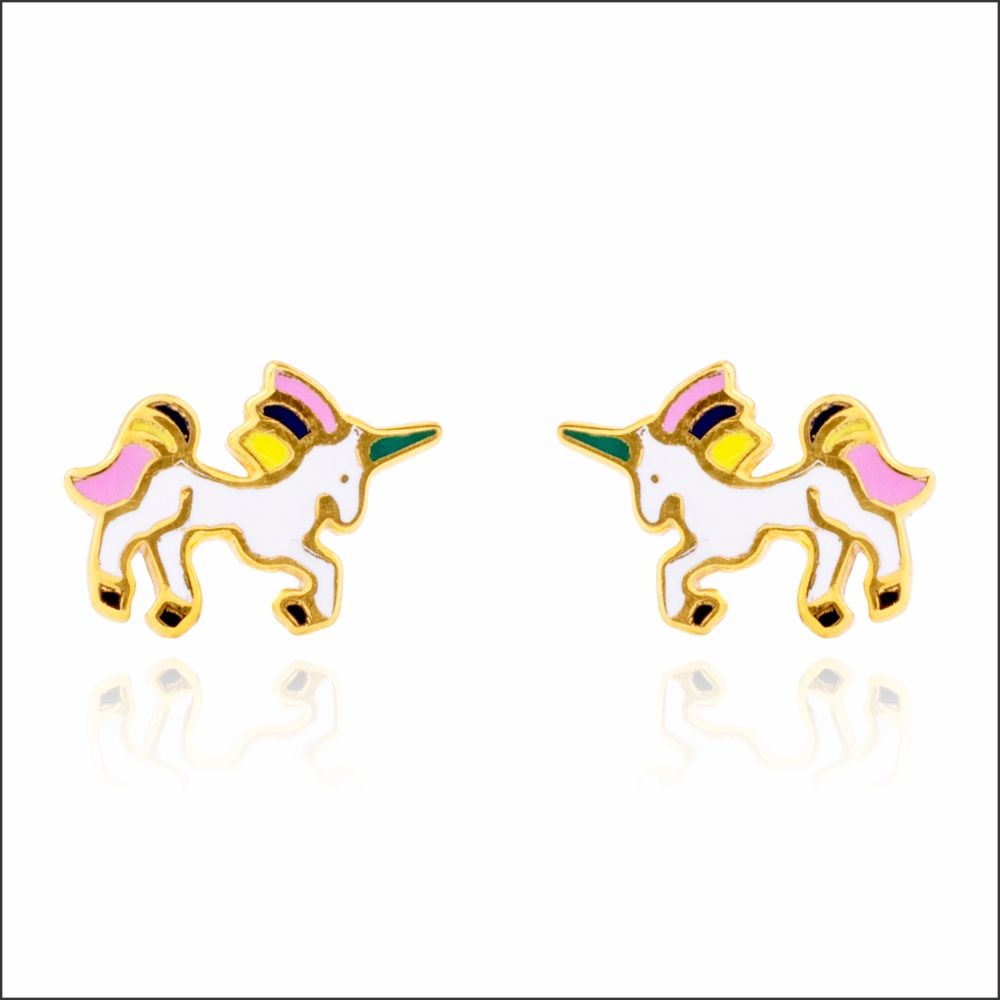 Aisshpra Gold Earrings in 18 Kt Dreamy Unicorn Design Jewellery for Kids 