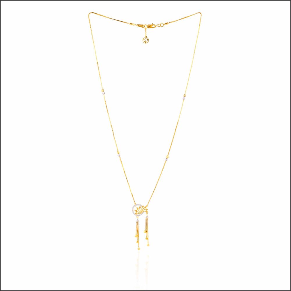 Aisshpra Signity Gold Pendant Set in 18 Kt Stylish Party Wear Jewellery for Women 