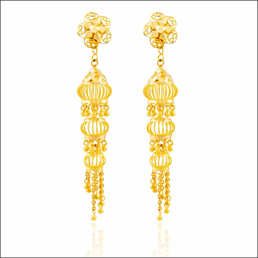 Aisshpra Gold Jhumka Earrings in 18 Kt for Women Traditional Wear Jewellery