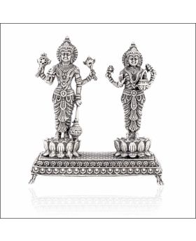 Aisshpra 92.5 Purity Lakshmi & Vishnu Silver Religious Idol Antique Style Devotional Items