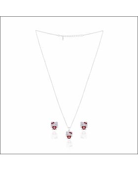 Aisshpra 92.5 Purity Silver Hello Kitty Chain Set Cartoon Motif Jewellery for Kids