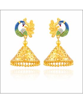 Aisshpra Gold Jhumka Earrings in 18 Kt Ethnic or Traditional Wear Jewellery for Women