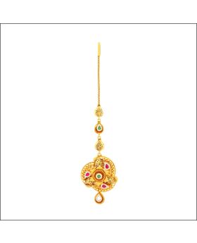 Aisshpra Meena Design Gold Maang Tikka in 18 Kt Traditional Wear Jewellery for Women 
