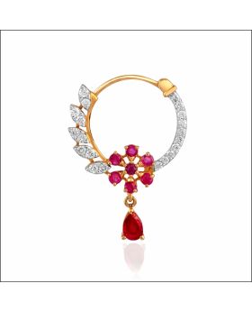 Aisshpra Floral Design Diamond Nath in 18 Kt Traditional Wear Jewellery for Women